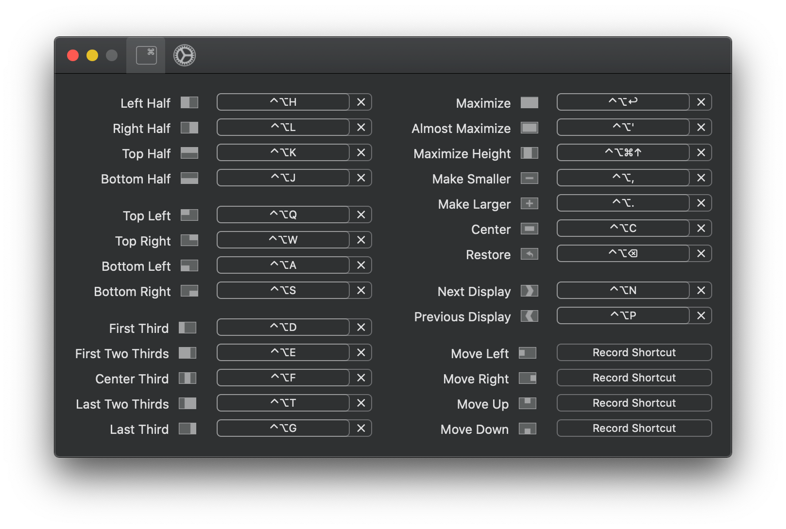 rectangle keymap